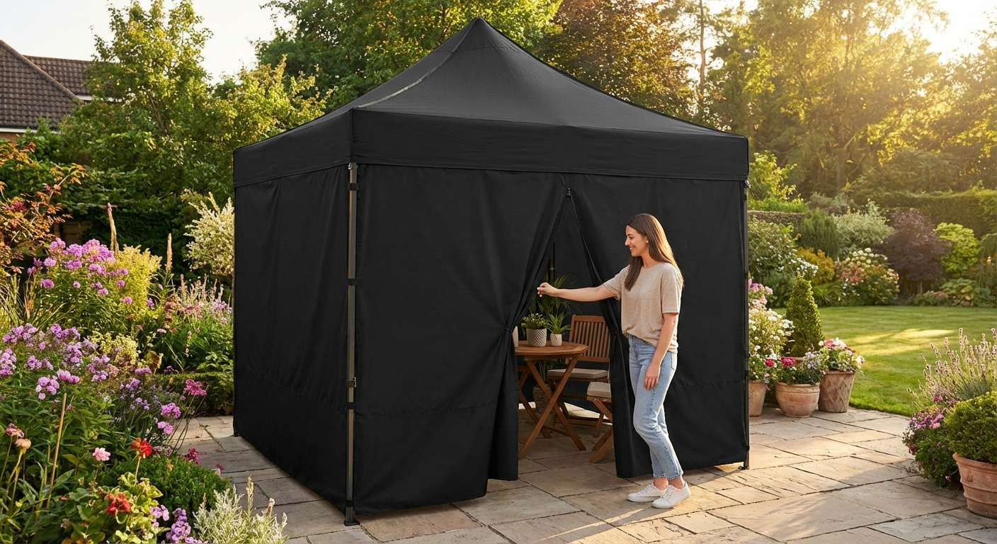 Black gazebo sidewall kit, 3x3 m, flame retardant - product detail