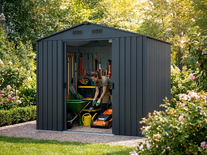 Anthracite garden shed made from galvanised steel