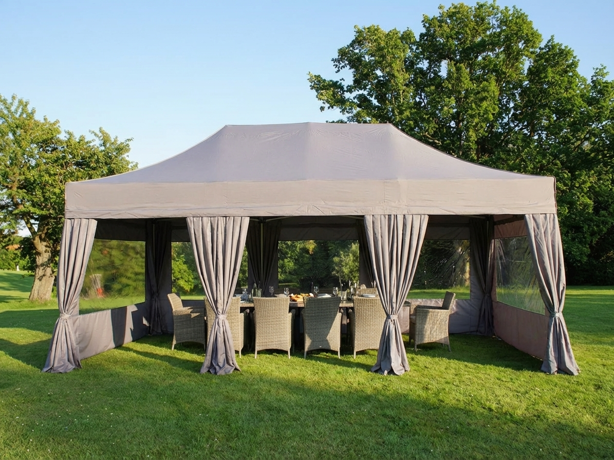 Pop up gazebo 4x6m in latte colour with aluminium frame for outdoor events