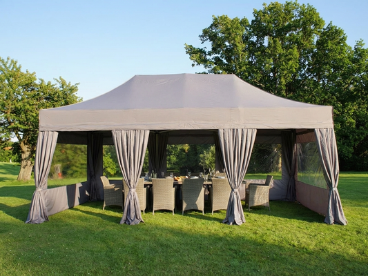 Pop up gazebo 4x6m in latte colour with aluminium frame for outdoor events