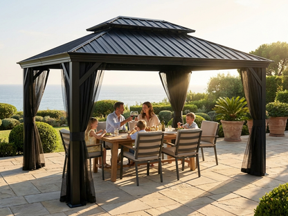Black Gazebo 3x4.25m with Aluminium and Steel Frame - view 3