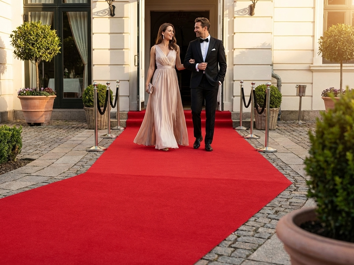 Red carpet runner for events, 2x16 m polyester - product detail