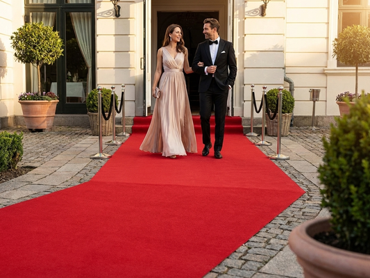 Red carpet runner for events, 2x16 m polyester - product detail