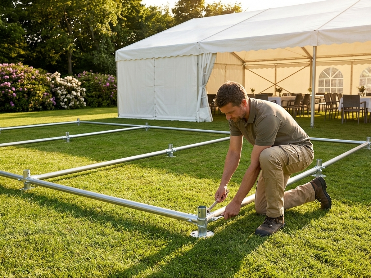 Ground bar frame for 6x10m marquee, galvanised steel - product detail