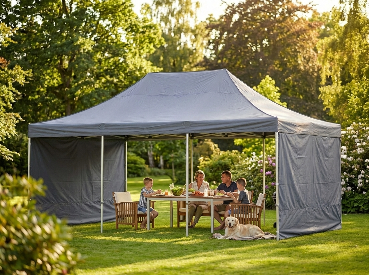 Grey pop up gazebo 4x6m with aluminium frame for outdoor events - product detail