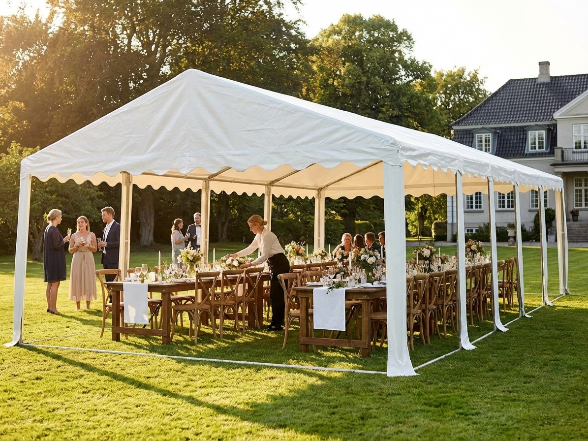White PVC marquee roof cover 6x8m