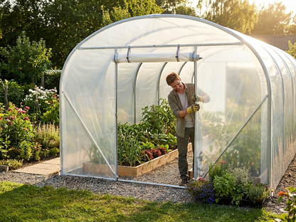 Transparent polytunnel endwall door for greenhouse, 3.6m wide - view 3