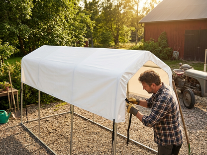 White PVC roof cover for storage shelter, 4x12x3.5m - product detail