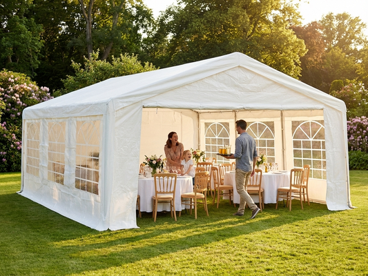 White 5x6 metre marquee tent for outdoor events