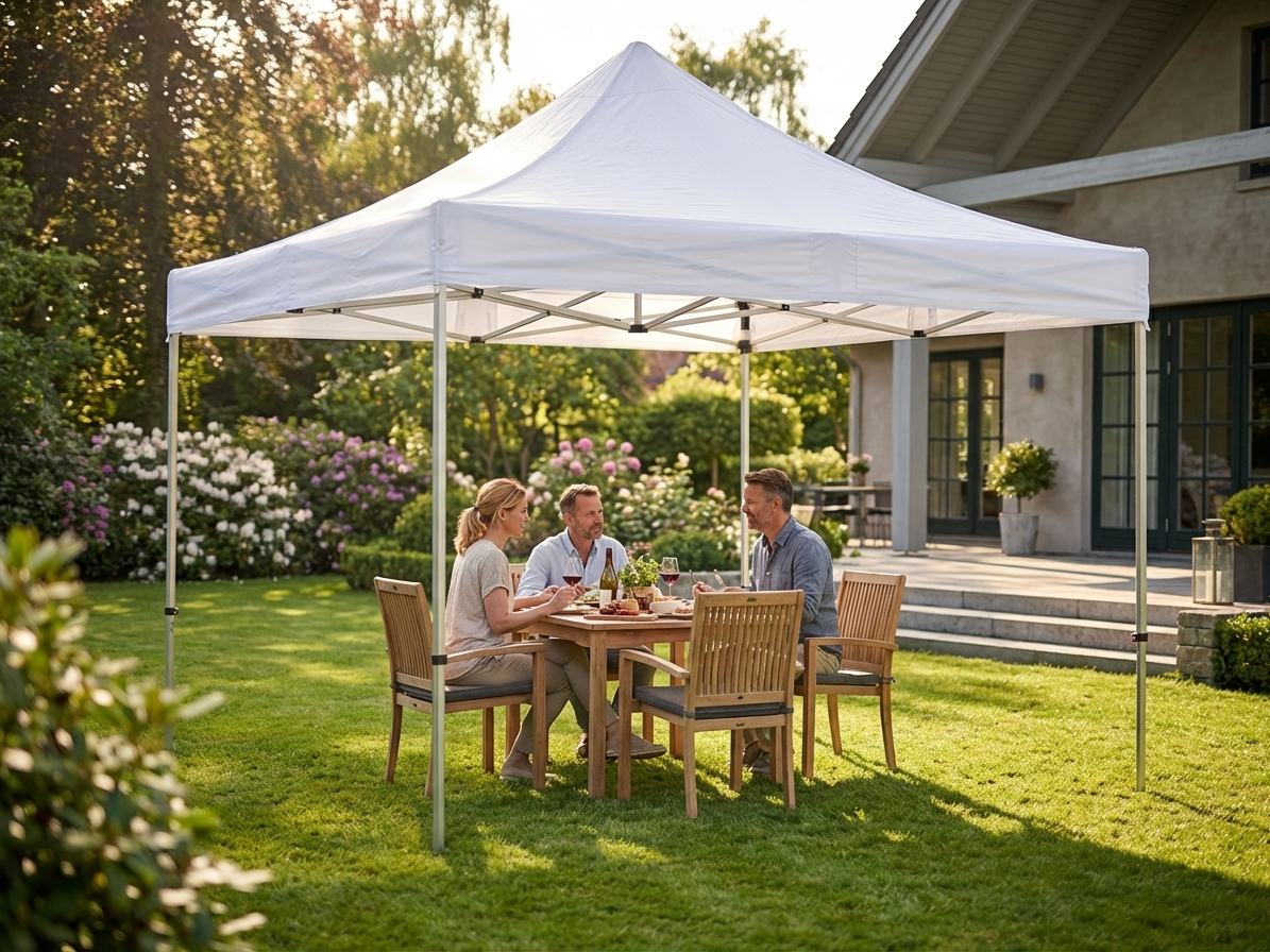 Clear pop-up gazebo 3x3m with PVC roof and steel frame