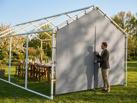 White 7m partition wall made of strong PVC for marquees