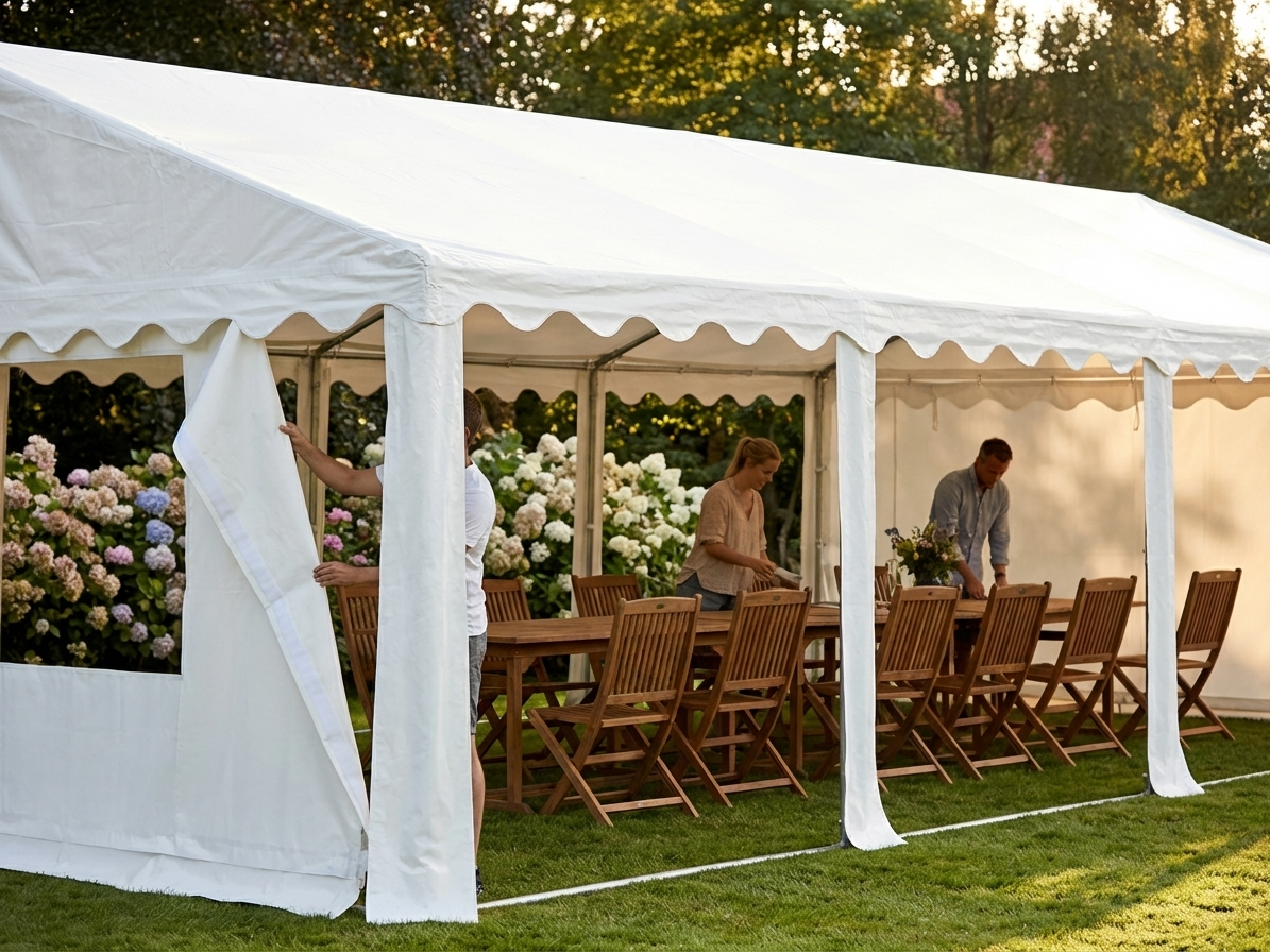 White PVC Marquee Roof Cover 5x8 m for Outdoor Events - view 3