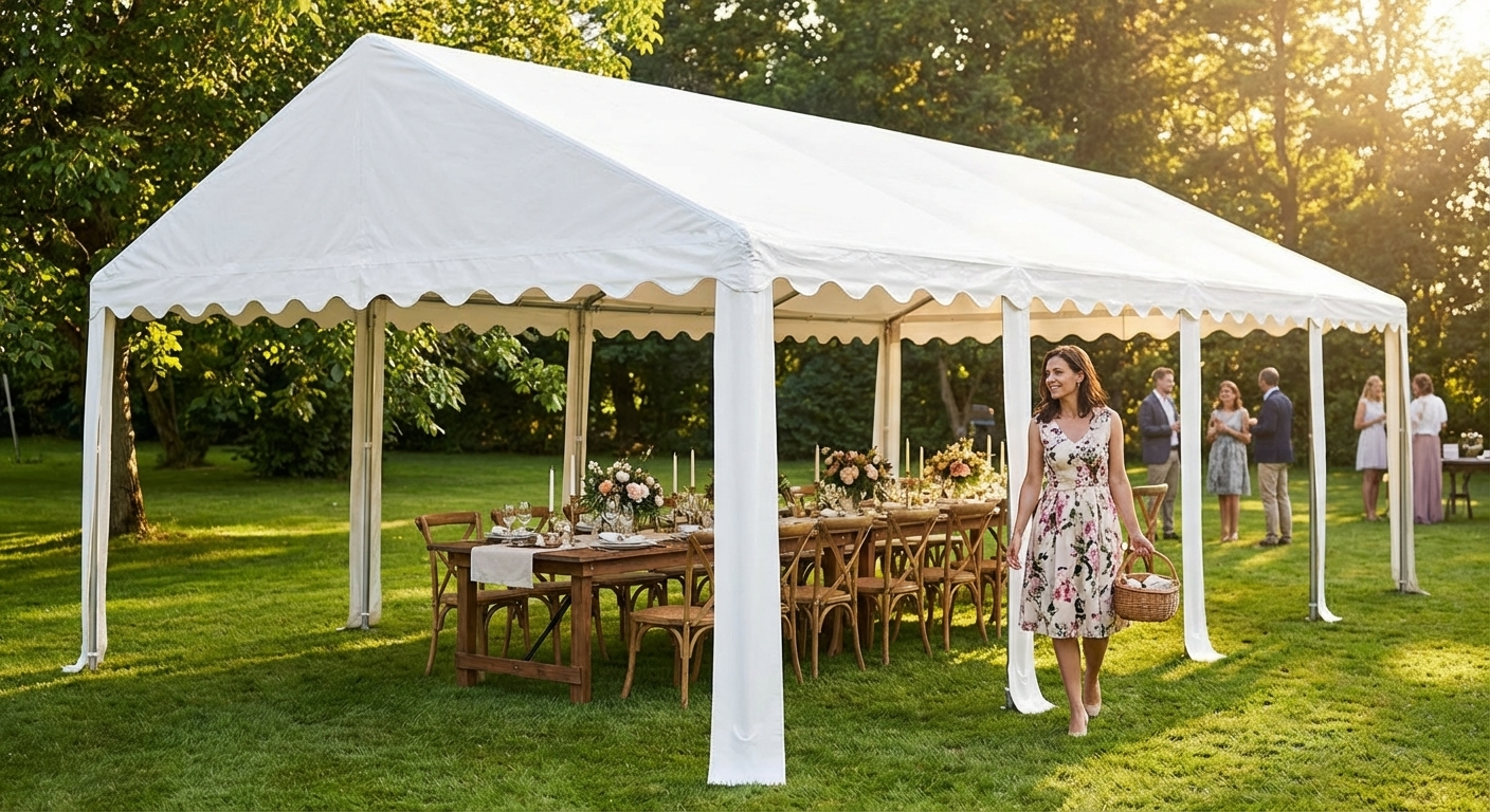 White PVC Roof Cover for 6x12m Marquee - view 3