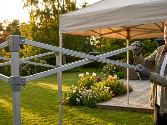 Aluminium scissor bar in silver, suitable for indoor and outdoor use