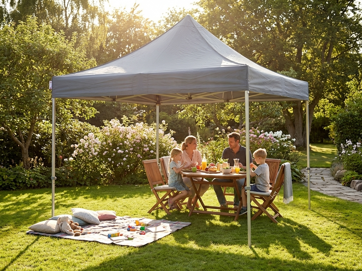 Grey pop-up gazebo 3x3 m with steel frame for outdoor events - product detail