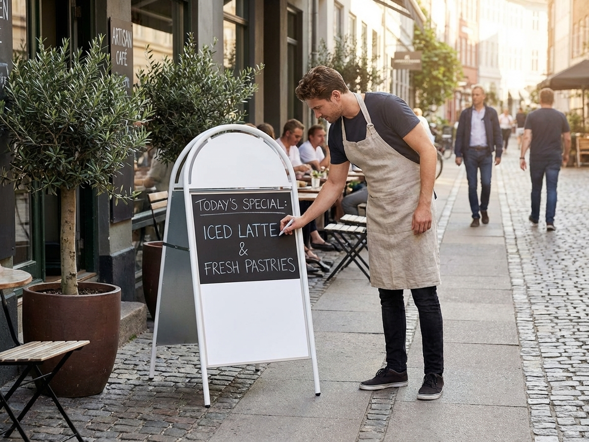 A-board 58x122 cm White for commercial display