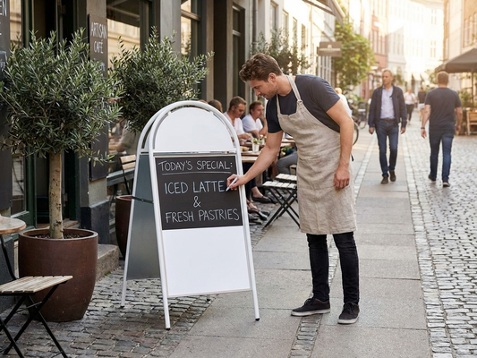 A-board 58x122 cm White for commercial display