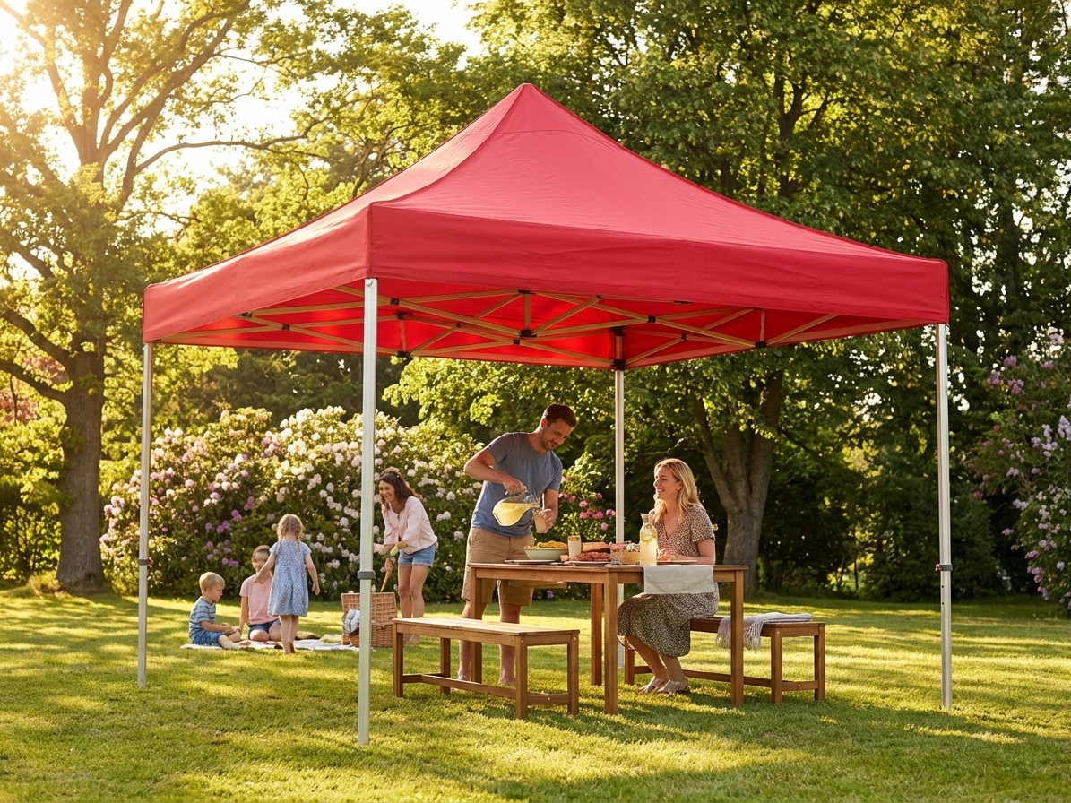 Pop up gazebo in red with aluminium frame for outdoor events - view 3