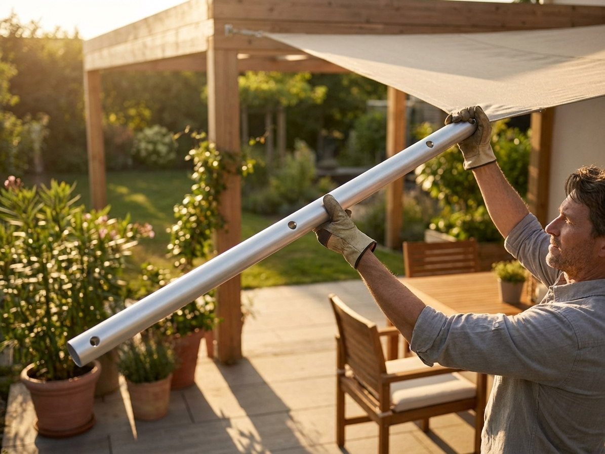 Steel frame pole in silver, made from galvanised steel - product detail