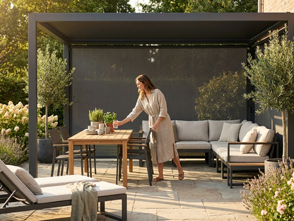 Dark grey pergola gazebo sidewall for outdoor use - view 3