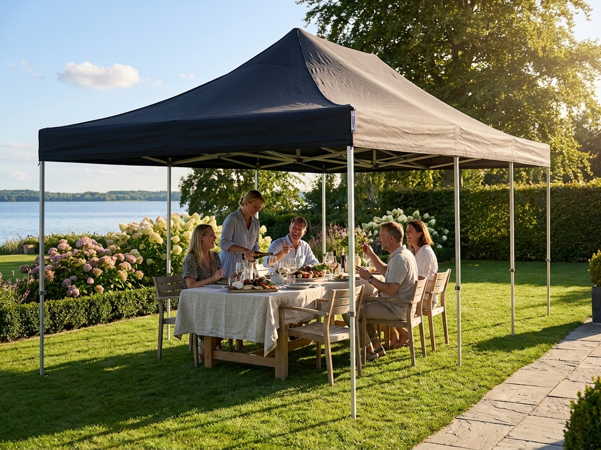 Pop up gazebo 4x6 m in black with aluminium frame, perfect for outdoor events - product detail