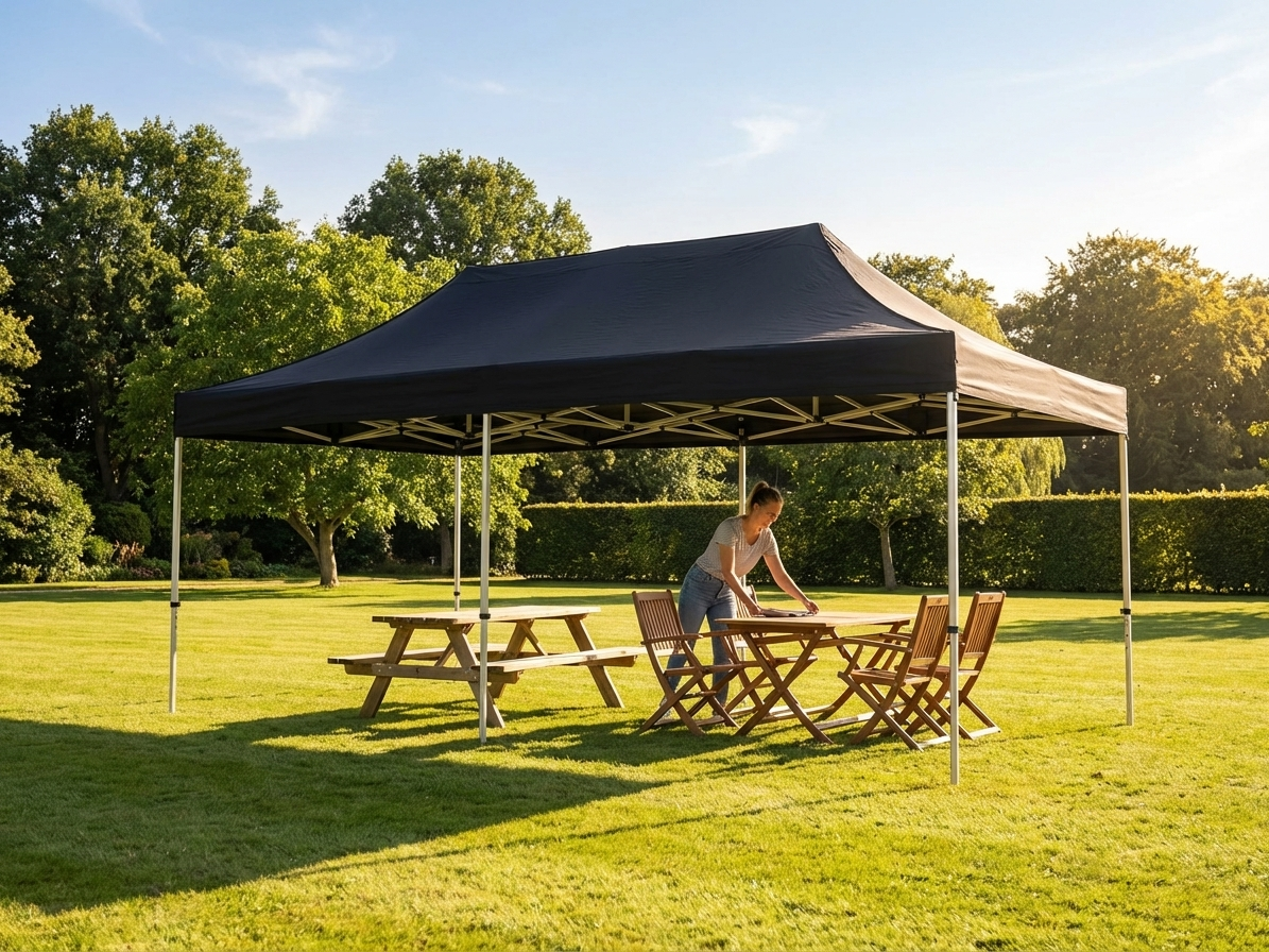 Pop Up Gazebo 3x6m Black with Aluminium Frame - view 3
