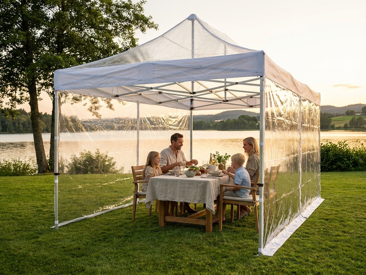 Clear pop up gazebo with aluminium frame, ideal for outdoor events