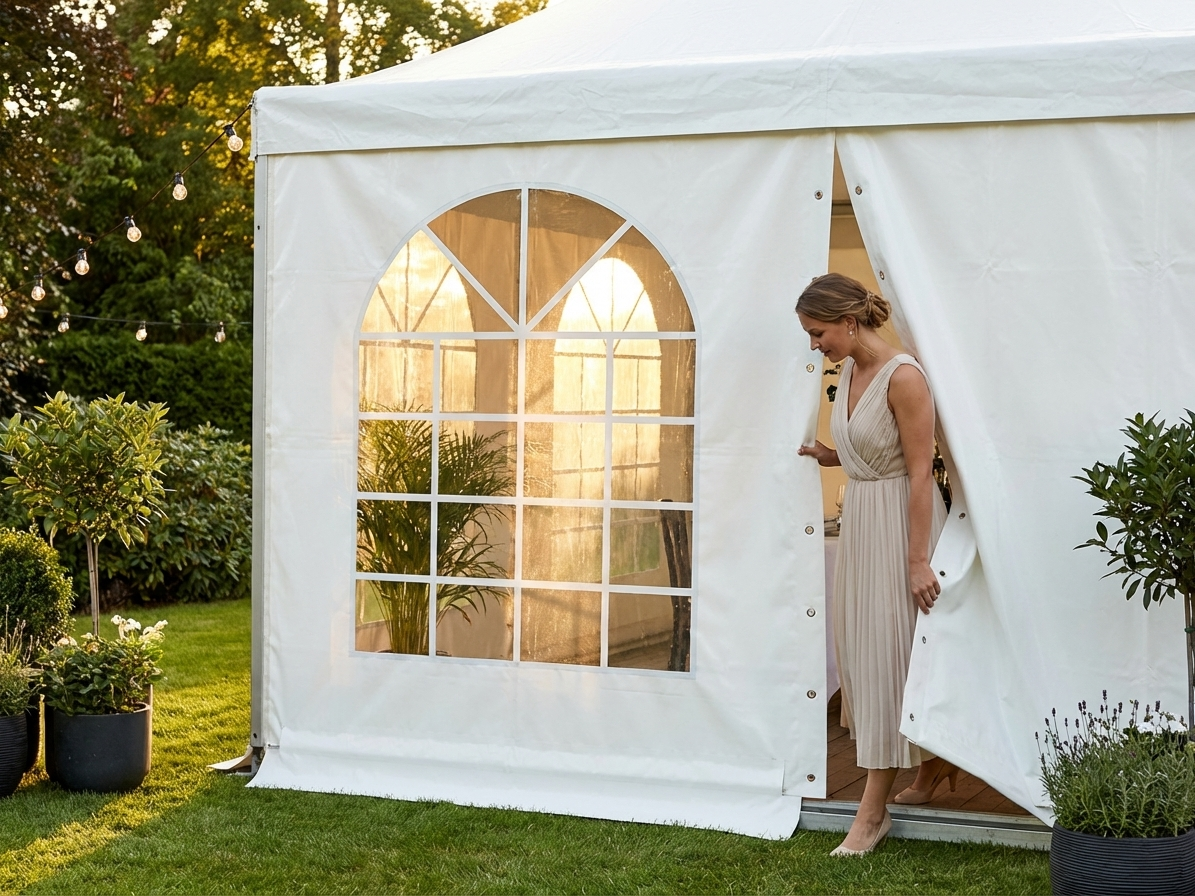 White PVC Pagoda sidewall for outdoor events - view 3