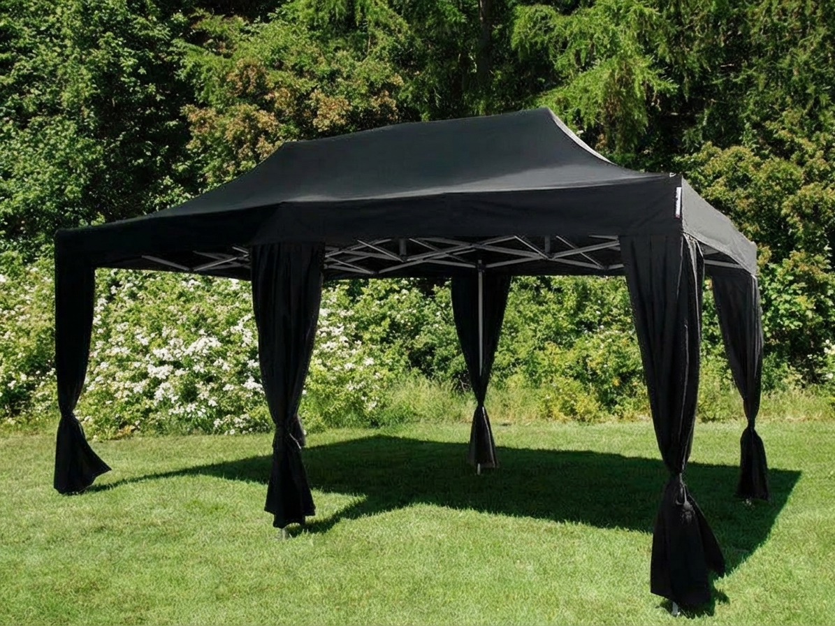 Black pop up gazebo 3x6m with steel frame for outdoor events - product detail