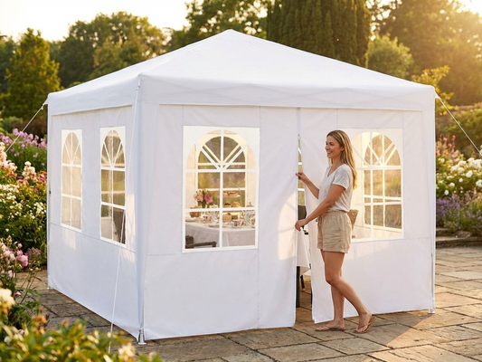 White sidewall kit for 3x3m pop-up gazebo, waterproof and UV-resistant