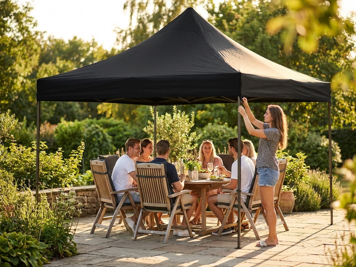 Black gazebo roof cover 3x3 metres for outdoor use - product detail