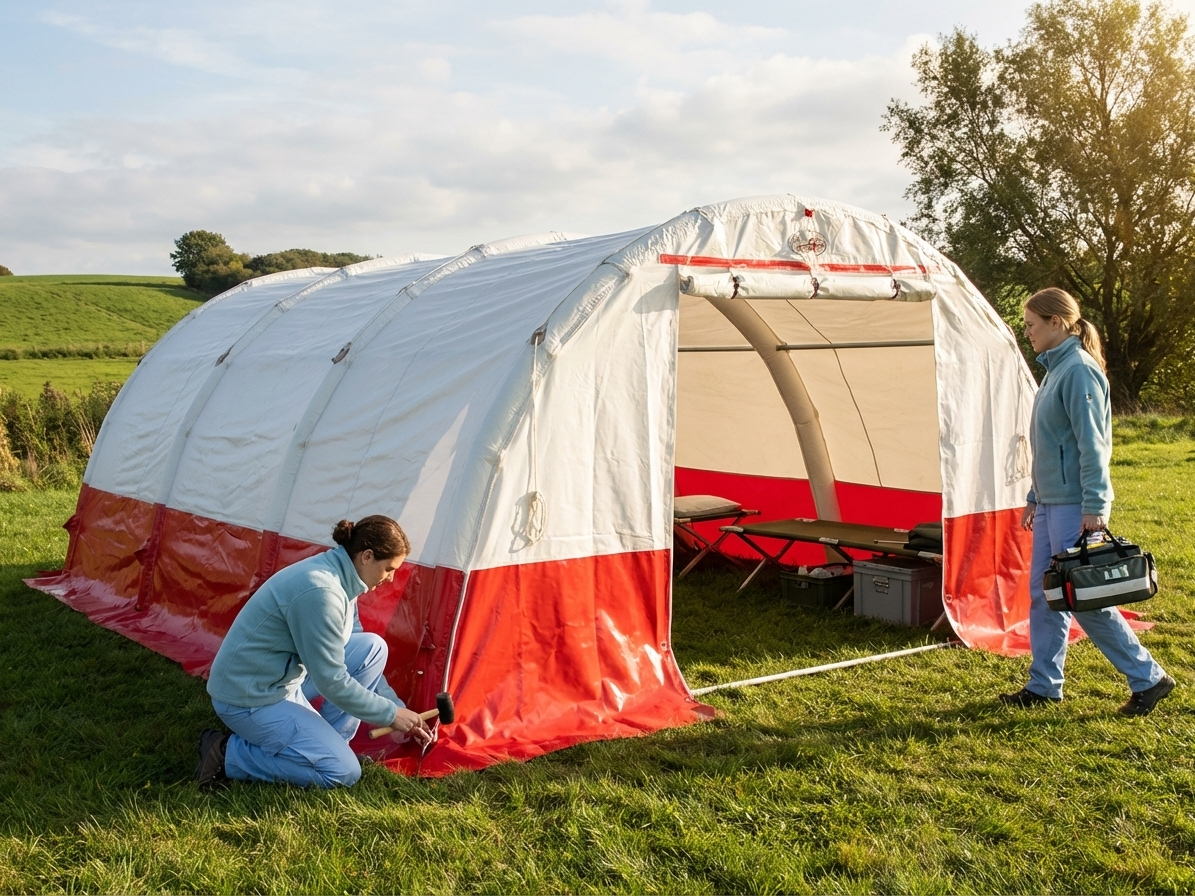 Inflatable Medical Tent in White and Red