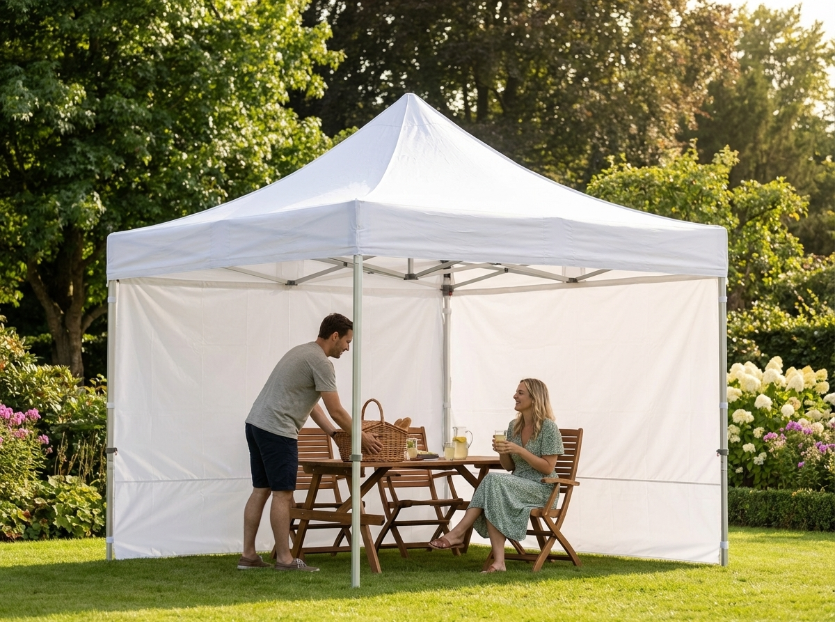 White pop-up gazebo 3.5x3.5m with aluminium frame for outdoor events - view 3