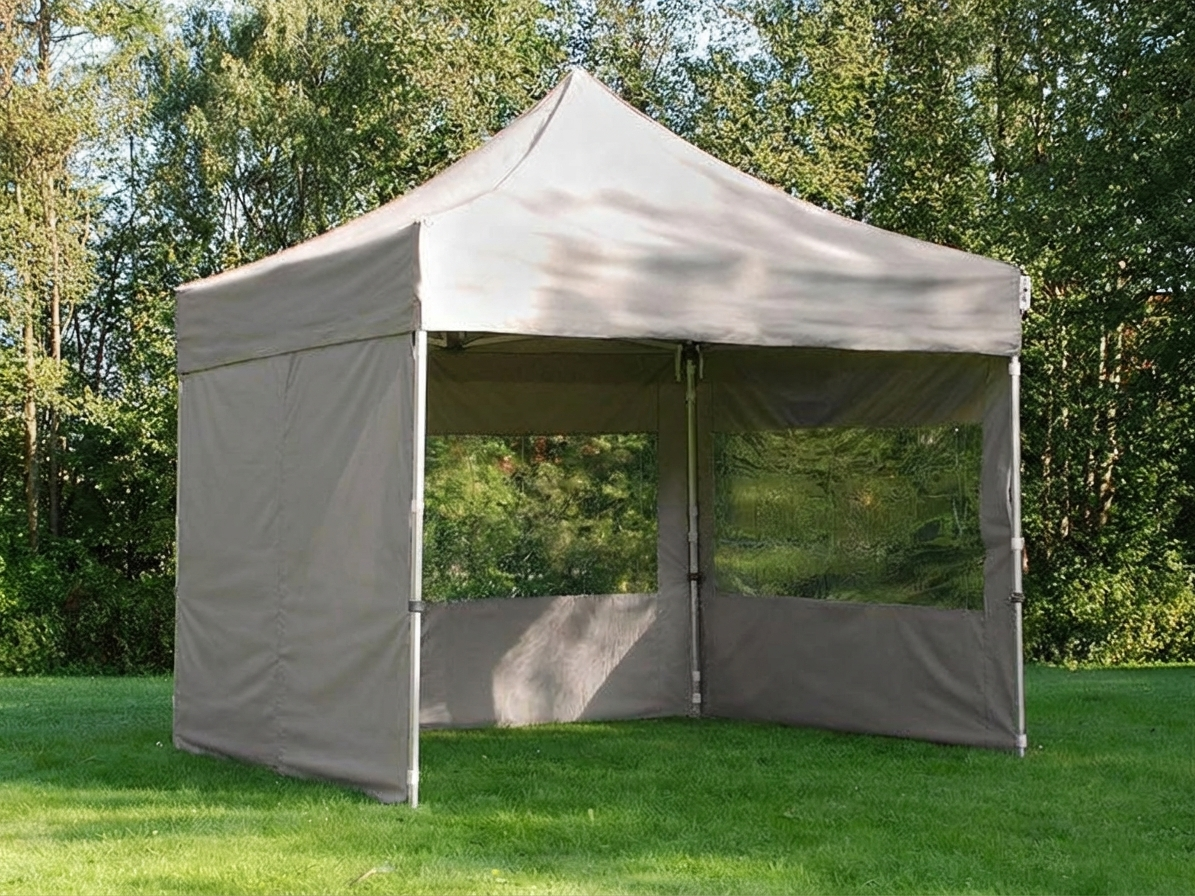 Pop up gazebo 3x3 m in latte colour with aluminium frame for outdoor use