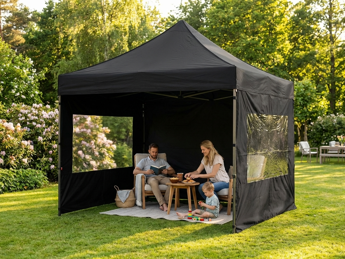 Black pop up gazebo with steel frame for outdoor events - product detail