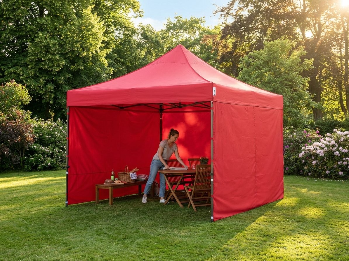 Red pop-up gazebo 4x4 metres with aluminium frame