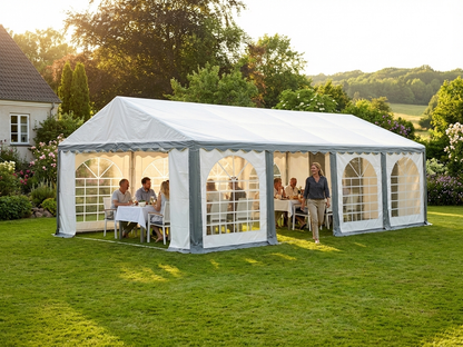 PVC marquee 6x8 m in grey/white with galvanised steel frame - view 3