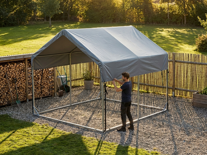 PVC roof cover for storage shelter, 4x4 m grey - view 3
