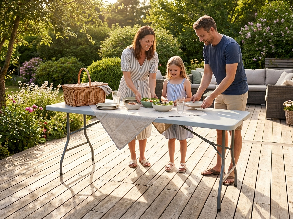 Folding Table 240x76x74 cm in Light Grey for commercial use
