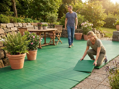 Green plastic flooring made from high-quality polyethylene - view 3