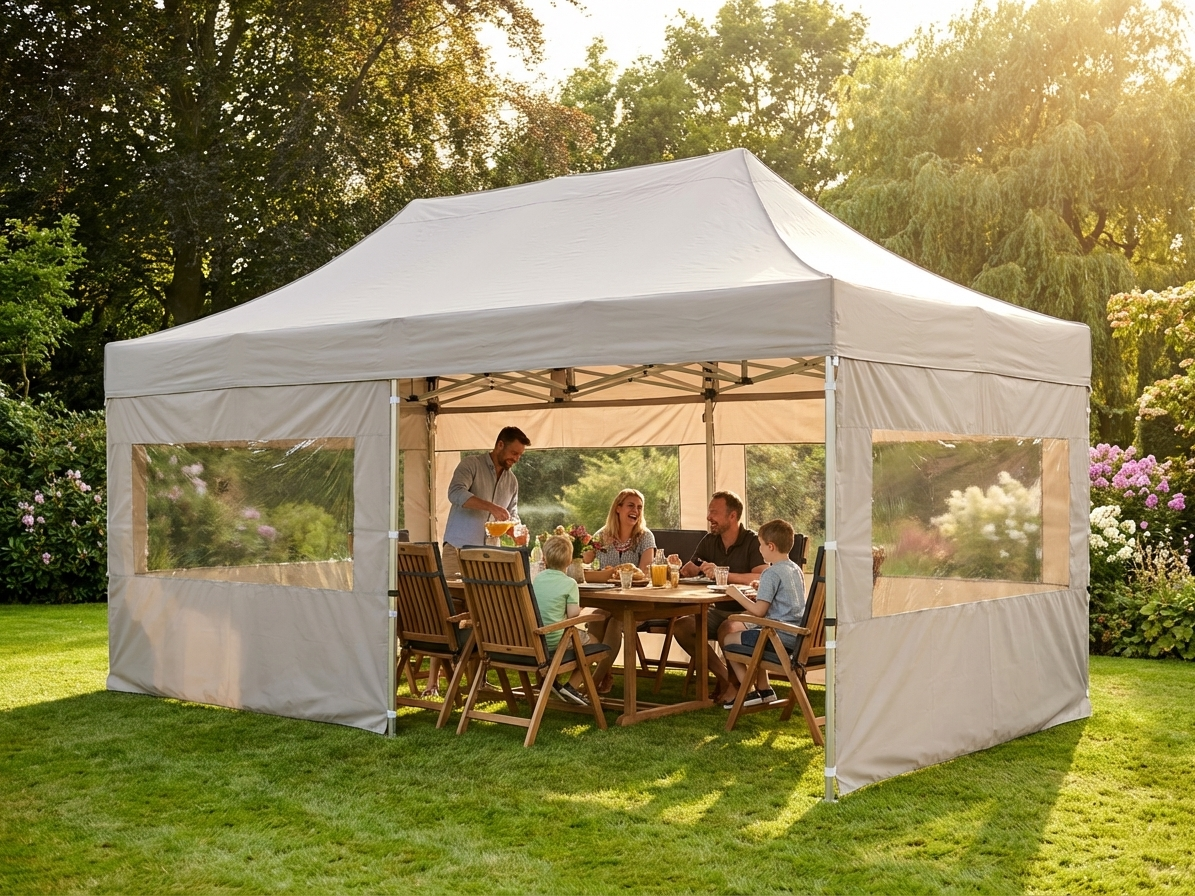 Pop Up Gazebo 3x6m Latte with Steel Frame for Outdoor Events - view 3