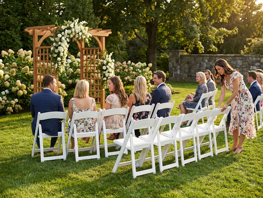 Padded folding chairs in white with PU leather and PP frame