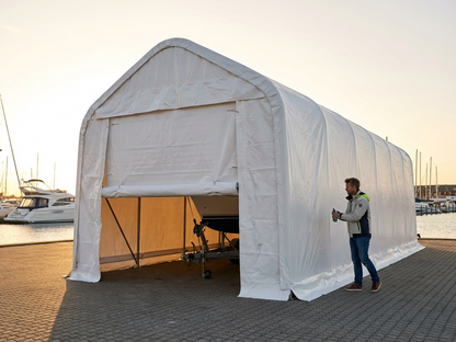 White PVC storage tent with galvanised steel frame - view 3