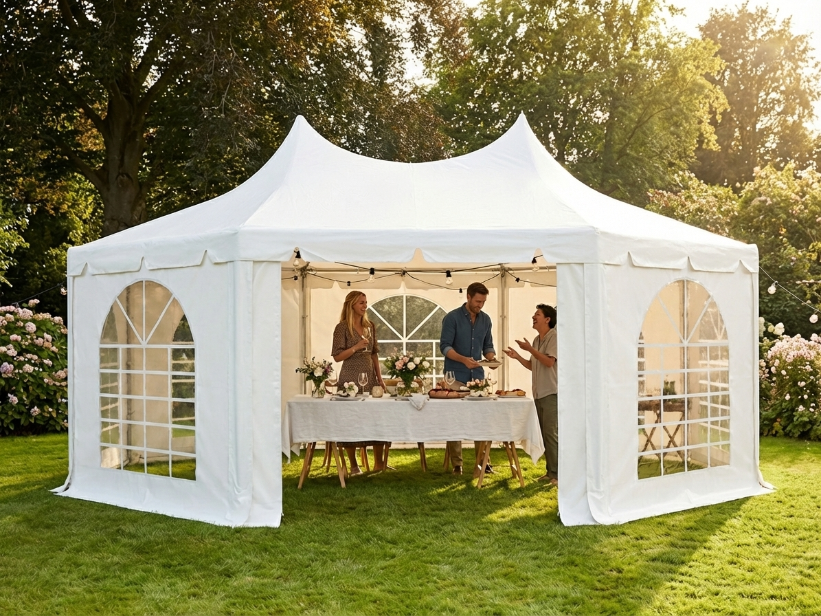 White marquee 6.8x5 m made of PVC and steel for events