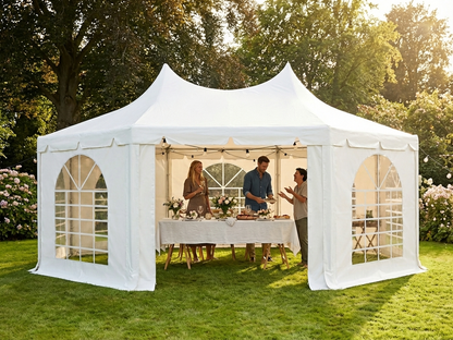 White marquee 6.8x5 m made of PVC and steel for events