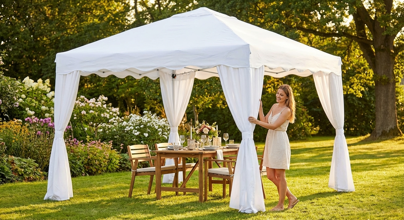 White pop-up gazebo with aluminium frame for outdoor events