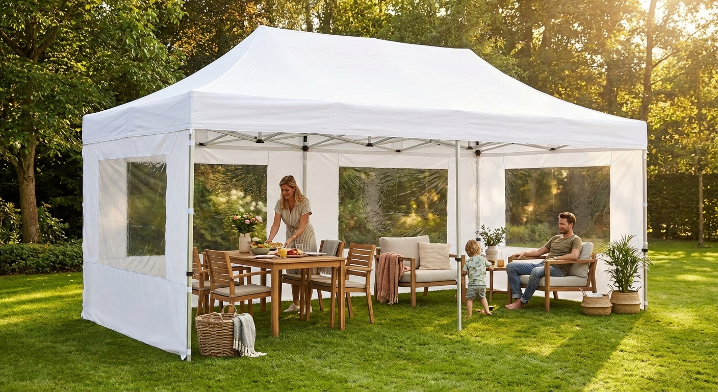 White pop-up gazebo 3x6m with aluminium frame for outdoor events - view 3