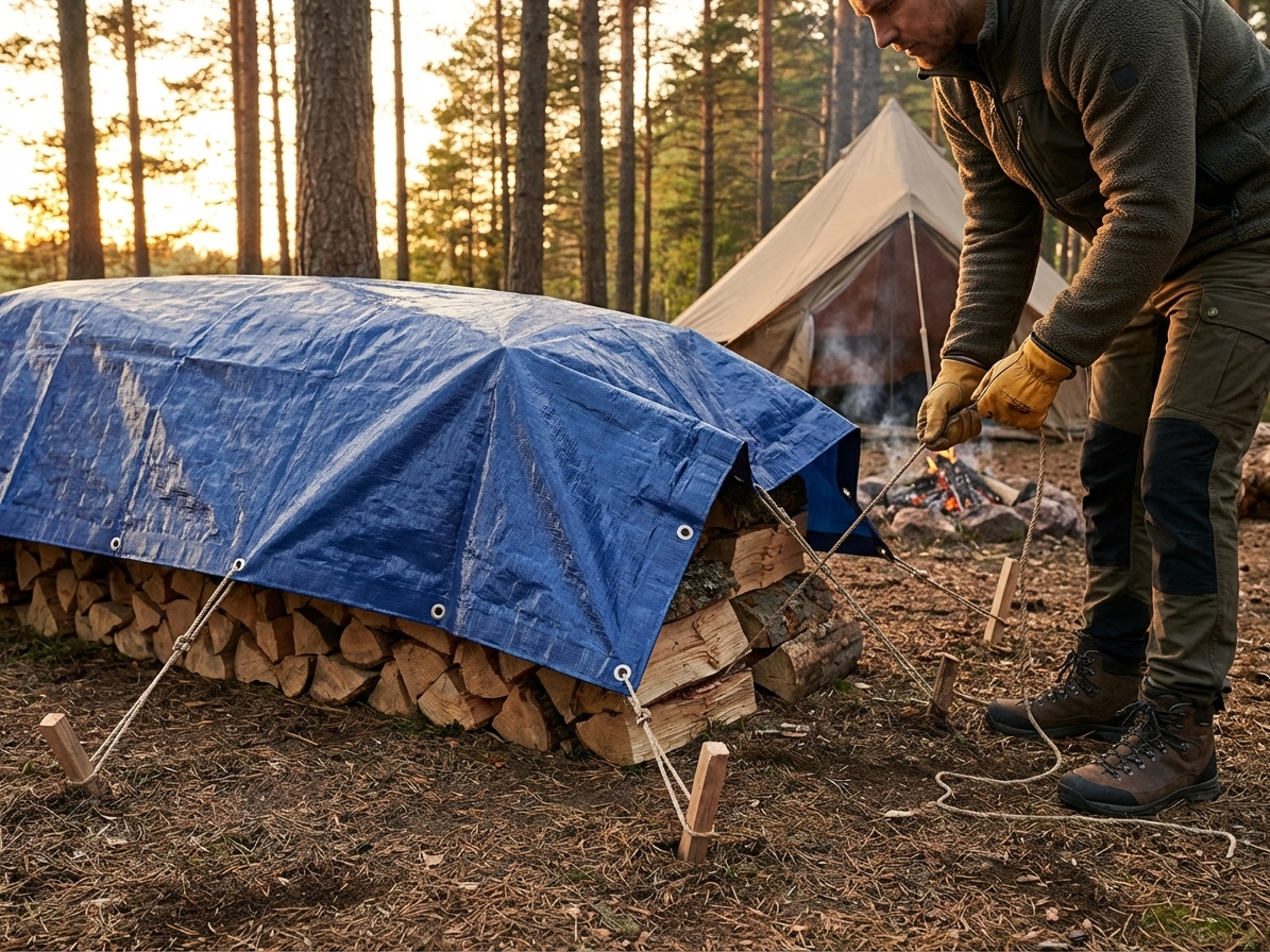 Blue tarpaulin 4x6m outdoor cover
