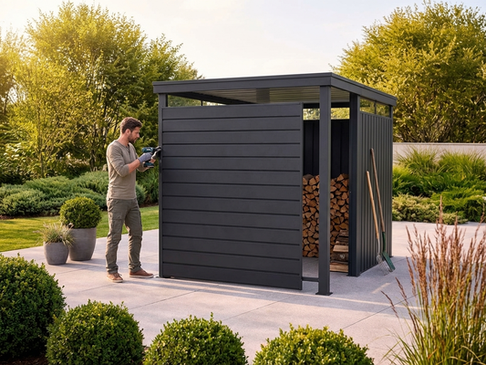 Metal shed side panel in anthracite colour, 1.63x1.84 m