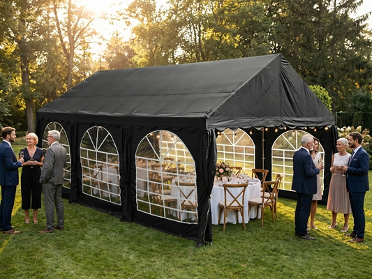 Black 4x6 m marquee for outdoor events